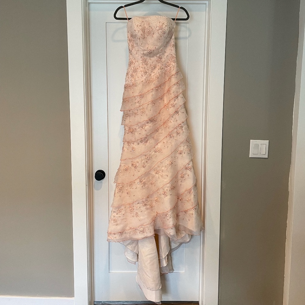 Floor length Beaded Strapless Pageant Prom Gown